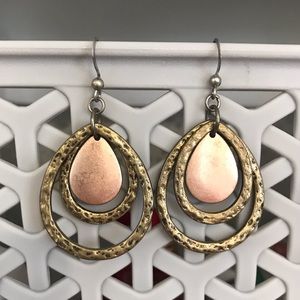 Copper and gold ear rings